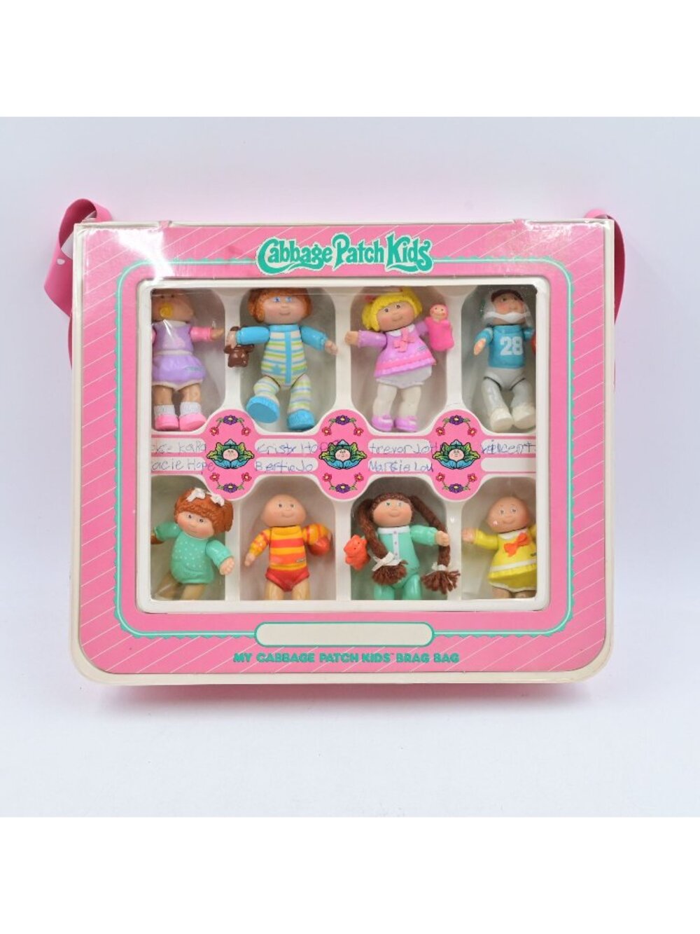Cabbage Patch Kids Vintage 1984 Brag Bag Carrying Case Lot of 8 Mini PVC Figures